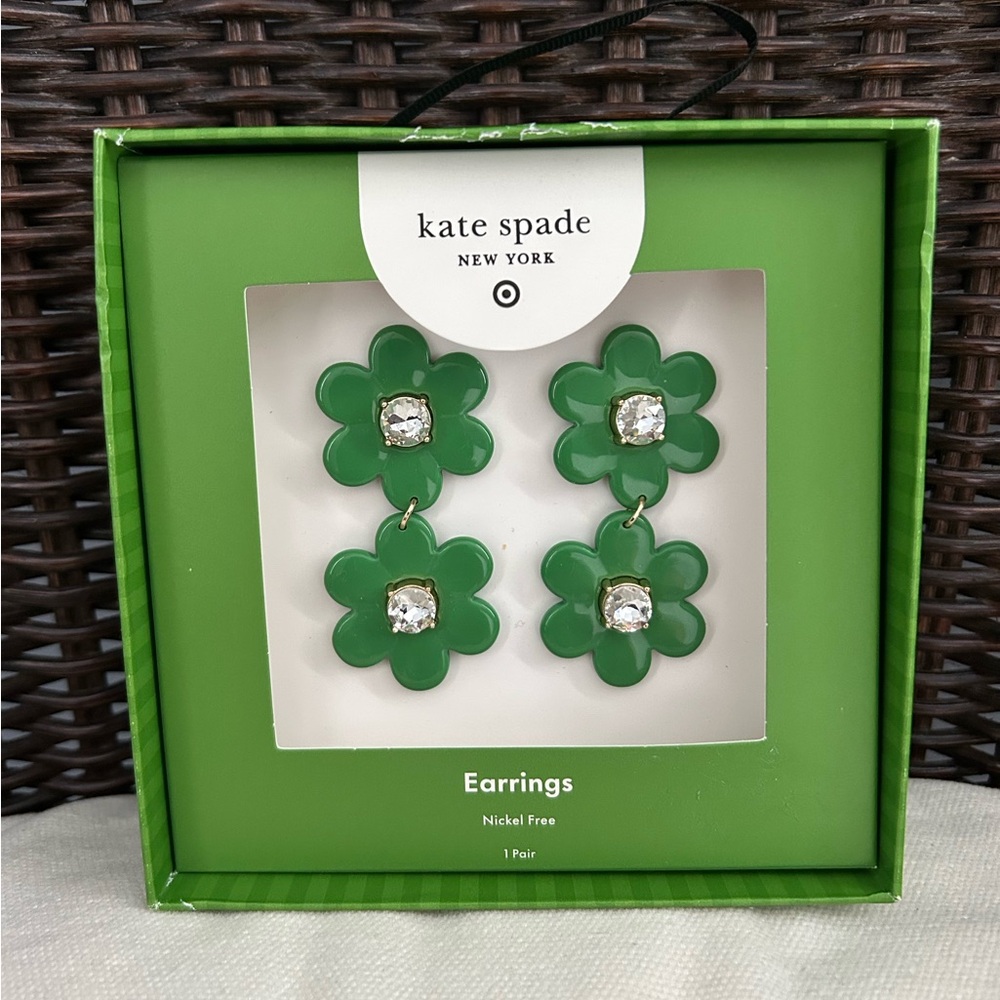 Kate Spade New York x Target Green Floral Linear Earrings